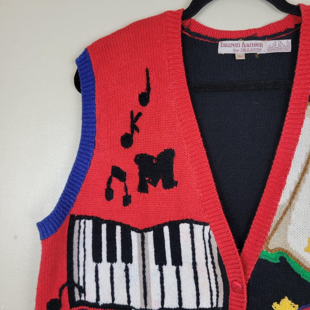 Vtg Lauren Hansen Embroidered Sweater Vest - Picture 3 of 8